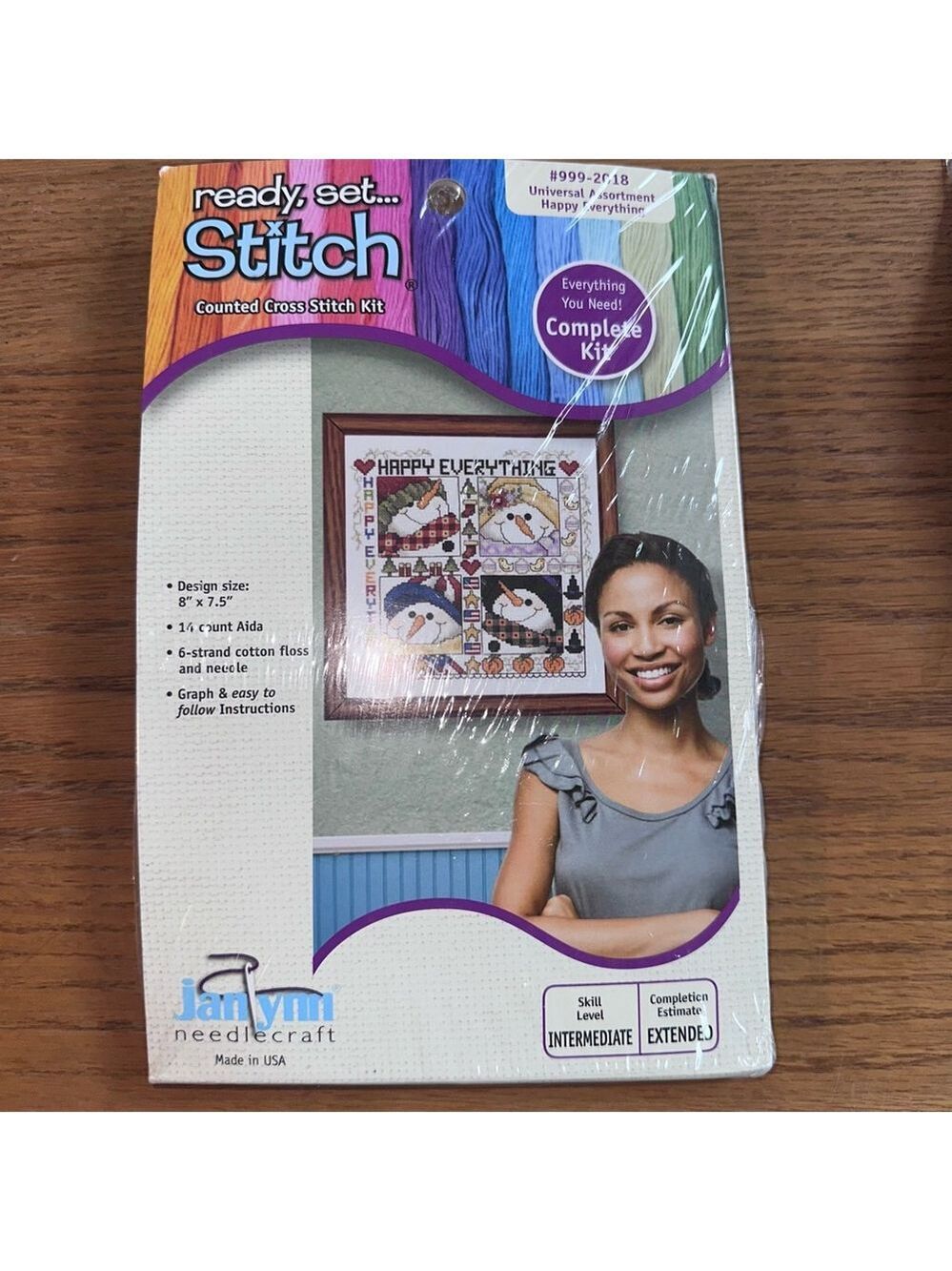 NIP Janlynn Ready Set Stitch Happy Everything Holidays Cross Stitch Kit Sealed